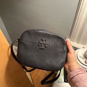 Black Leather Tory Burch Crossbody Bag